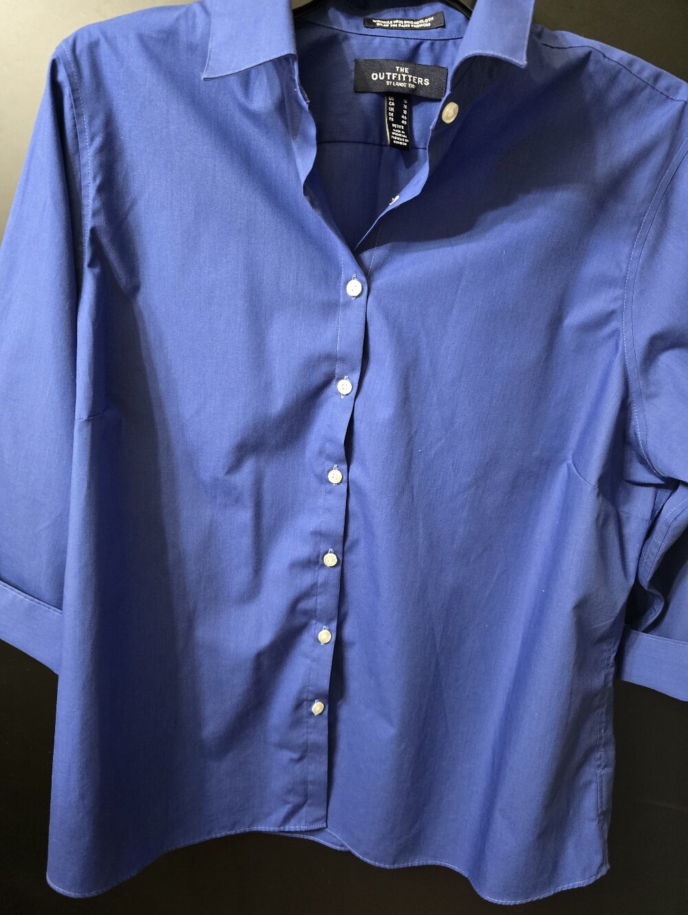 Lands End Royal Blue Short-Sleeve Button-Down Shirt Size 16 Petite
